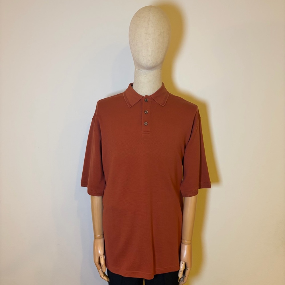 Baracuta Luxury Silk & Cotton Polo Shirt Orange Size L